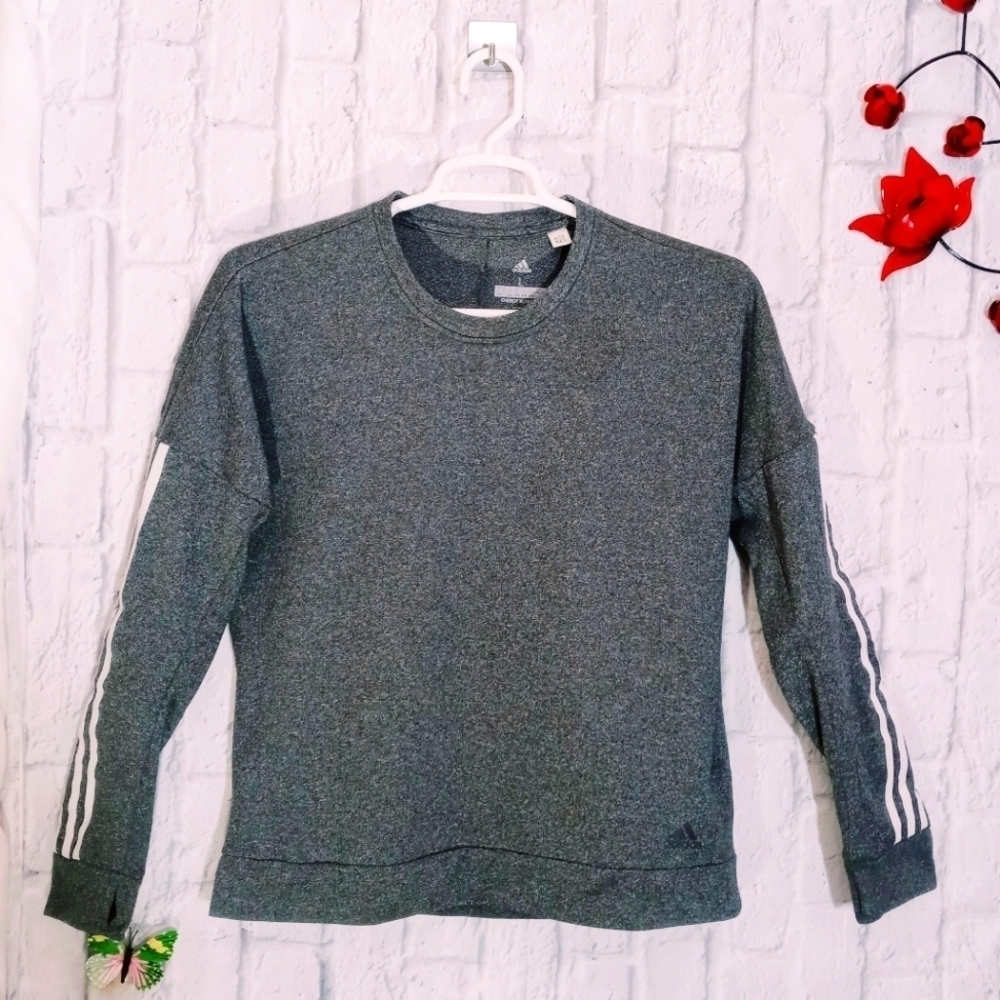 Adidas Women's L Three Stripes Energy Running Sweatshirt Performance Workout
